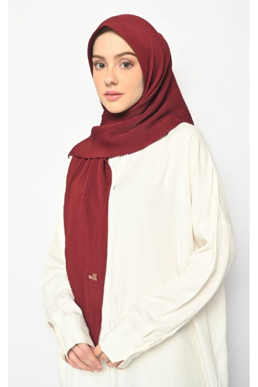 Suria Segitiga Instan Pleats Maroon